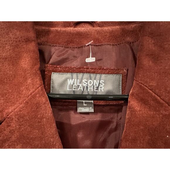 Wilson's Leather Red Suede Blazer Coat Buttons Women's Large L - Picture 3 of 8